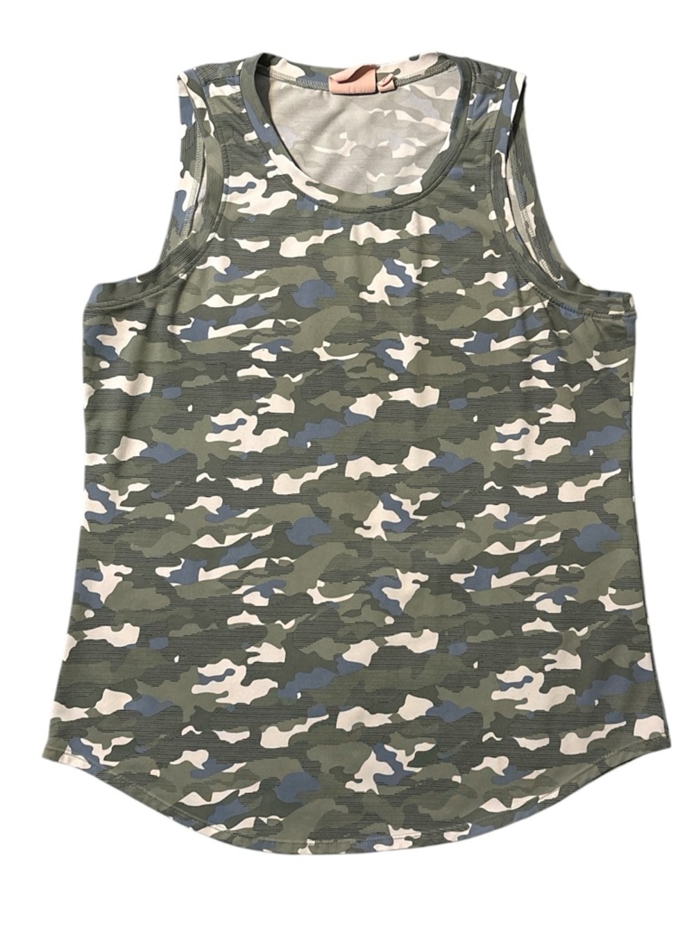 Camo Scoop Neck Tank Top in Olive